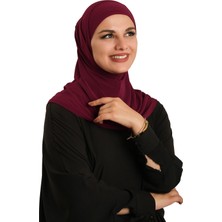 Hürrem Bone Bordo Pratik Hazır Geçmeli Boru Boneli Ikili Tesettür Eşarp Sandy Düz 2501_16