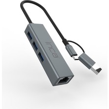 Nil Avm Inca IUTP-03T USB Hubx3 USB 3.0 10 Gbps+Ethernet RJ45 1000MBPS Çoklayıcı