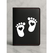 Nurdic Ruhsat Koruyucu Baskılı Kart Bölmeli Siyah Vinlex Deri Ruhsat Kabı Kılıfı Bebek Patisi