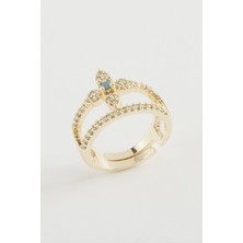 Gümüş Takıcım Çiçek Zirkon Taşlı Yüzük