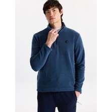 Discovery Expedition D5WM-SWT3300 Indigo Fermuarlı Yaka Basic Düz Erkek Polar Sweatshırt