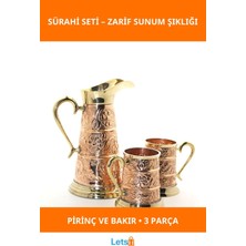 Letsii Şık Pirinç ve Bakır Tasarımlı 2 Bardaklı Sürahi