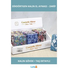 Letsii Taşlı Şık El Aynası Dikdörtgen Kalın Tasarım