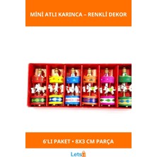Letsii El Yapımı Ahşap 6'lı Renkli Mini Atlı Karınca Dekorasyonu