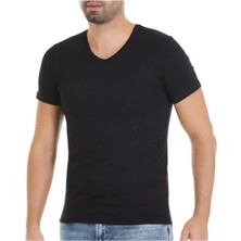 Yıldız Çamaşır 5'li Erkek Siyah V Yaka Kısa Kollu Modal Kumaş Atlet Tshirt