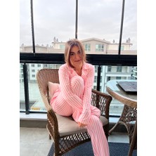Pijamigas Milan Pembe Çizgili Kadın Pijama Takımı