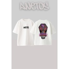 Anetos Black Sabbath 10 Tasarım Sırt Baskılı Pamuk Beyaz Oversize T-Shirt