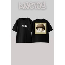 Anetos U2 The Best Of Tasarım Sırt Baskılı Pamuk Siyah Oversize T-Shirt