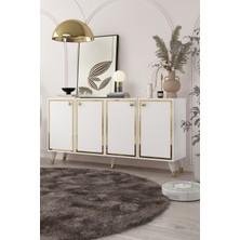 Demonte Decor 8203-1DD KB150 Konsol, Tv Ünitesi Beyaz-Altın