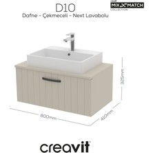 Creavit D10 Next Lavabo Dolabı Çekmeceli 80 cm Dafne Lake