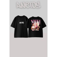 Anetos Nıck 1 Tasarım Sırt Baskılı Pamuk Siyah Oversize T-Shirt