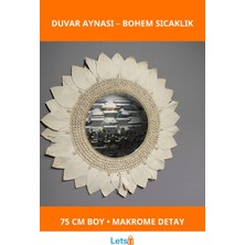 Letsii 75 cm Doğal Makrome Duvar Aynası Bohem Dekorasyon