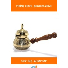 Letsii Şık Pirinç Kahve Cezvesi 5.25 Inç Ahşap Saplı