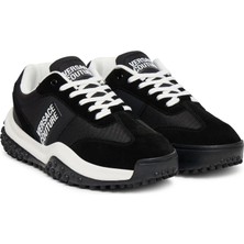 Versace Erkek Fondo Hyber Dis. 47 Yazı Logolu Süet Panelli Sneaker - Siyah