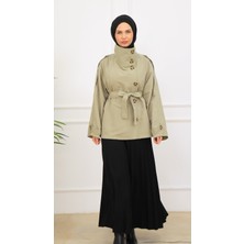 Vent Giyim Kadın Kısa Trençkot Biker Tarz