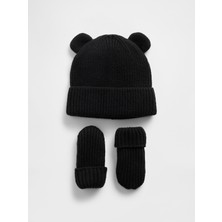 Gap Bebek Siyah CashSoft Ayı Bere & Eldiven Set