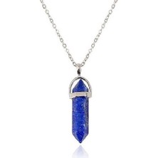 Ily Jewelry 925 Ayar Gümüş Forse Zincir Lapis Lazuli Taşlı Kolye