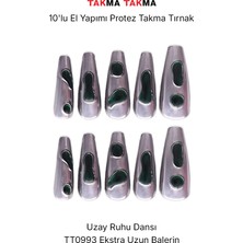 Takma Takma 10'lu Gri Ekstra Uzun Balerin TT0993 Tekrar Kullanılabilir El Yapımı Protez Takma Tırnak - Gri-M