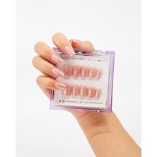 Takma Takma 10'lu Pembe Kısa Badem TT1246 Tekrar Kullanılabilir El Yapımı Protez Takma Tırnak - Pembe-S