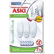 3 Adet  Vodaseal 3'lü Oval Askı Iz Bırakmayan Küçük