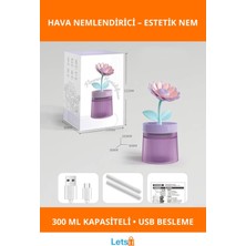 Letsii Şık Çiçek Tasarımlı Hava Nemlendirici USB LED Aydınlatmalı