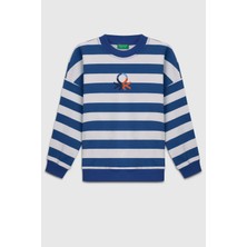 United Colors Of Benetton Pamuklu Regular Fit Bisiklet Yaka Çizgili Sweat Erkek Çocuk Sweat BNTB23297