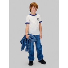 Calvin Klein Nakışlı Ekru Erkek Çocuk T-Shirt IB0IB02580PGB