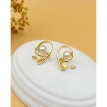 Nevoka Altın Dalgalar Incili Pirinç Küpe