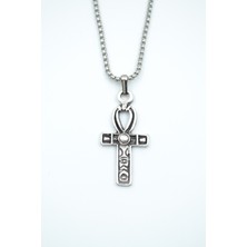 IDR Ankh Anahtarı - Nil'in Anahtarı Gümüş Kaplama Örme Zincir Kolye