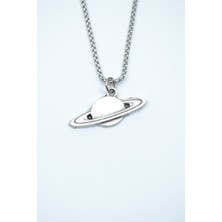 IDR Gezegen - Satürn Gümüş Kaplama Örme Zincir Kolye