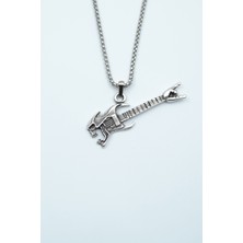 IDR Kuru Kafa Elektro Gitar Gümüş Kaplama Örme Zincir Kolye