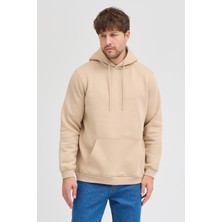 Polo State Erkek Bej Standart Fit Normal Kesim Içi Polarlı 3 Iplik Kapüşonlu Pamuklu Sweatshirt