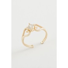 Gümüş Takıcım Kalp Tek Taşlı Yüzük