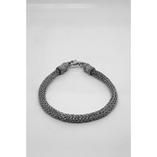 Oya Silver Vintage Örgü Erkek Gümüş Bileklik