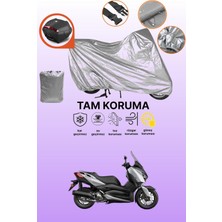 Dokaca Gri Arka Çanta Uyumlu Yamaha X-Max 125 Abs Uyumlu Motor Brandası, Koruyucu Örtü