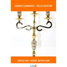 Letsii Pirinç Sedefli 3'lü Şamdan Zarif Dekoratif Aydınlatma