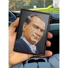 Nurdic Desenli Ruhsat Kabı Logolu Oto Kılıfı Deri Dikişli Araç Ruhsat Koruyucu Mustafa Kemal