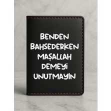 Nurdic Ruhsat Koruyucu Baskılı Kart Bölmeli Siyah Vinlex Deri Ruhsat Kabı Kılıfı Maşallah