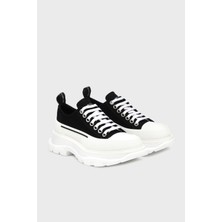 Mcqueen Kadın Tread.fa.s.rub. Kalın Tırtıklı Tabanlı Pamuklu Sneakers - Siyah/beyaz