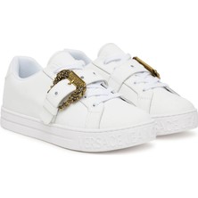 Versace Kadın Court 88 Dis. Sk9 Tokalı Tabanı Kabartma Yazılı Sneaker - Beyaz