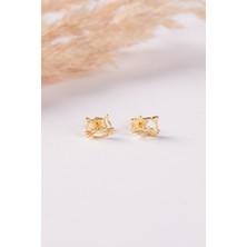 Sunshine 925 Ayar Gümüş Gold Kaplama Bıyıklı Küpe