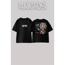 Anetos Albert Coffe Tasarım Sırt Baskılı Pamuk Siyah Oversize T-Shirt