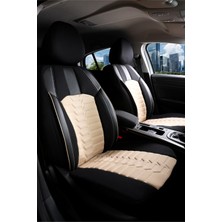 Startcar Fiat Siena Deri Detaylı Oto Koltuk Kılıfı Ön Arka Takım Platinium Seri Siyah Bej Scr
