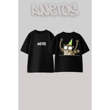 Anetos Riiiiigbyyy Tasarım Sırt Baskılı Pamuk Siyah Oversize T-Shirt