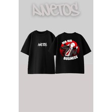 Anetos Slenderman Tasarım Sırt Baskılı Pamuk Siyah Oversize T-Shirt