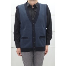 Santa Fistan Store Erkek Düz Klasik Kesim Rahat Kalıp V - Yaka Kışlık Yünlü Yelek