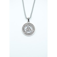 IDR Viking Run Büyülü Sembol Gümüş Kaplama Örme Zincir Kolye