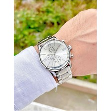 Leerybee Gümüş Renk Çelik Kordon Erkek Kol Saati