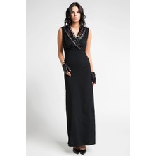 Laranor Kadın Siyah Pul Payet Detaylı Abiye Elbise 16L5068