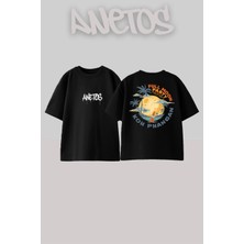 Anetos Koh Phangan Tasarım Sırt Baskılı Pamuk Siyah Oversize T-Shirt